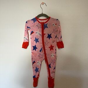 Little Sleepies Pink and Red Starry Footie